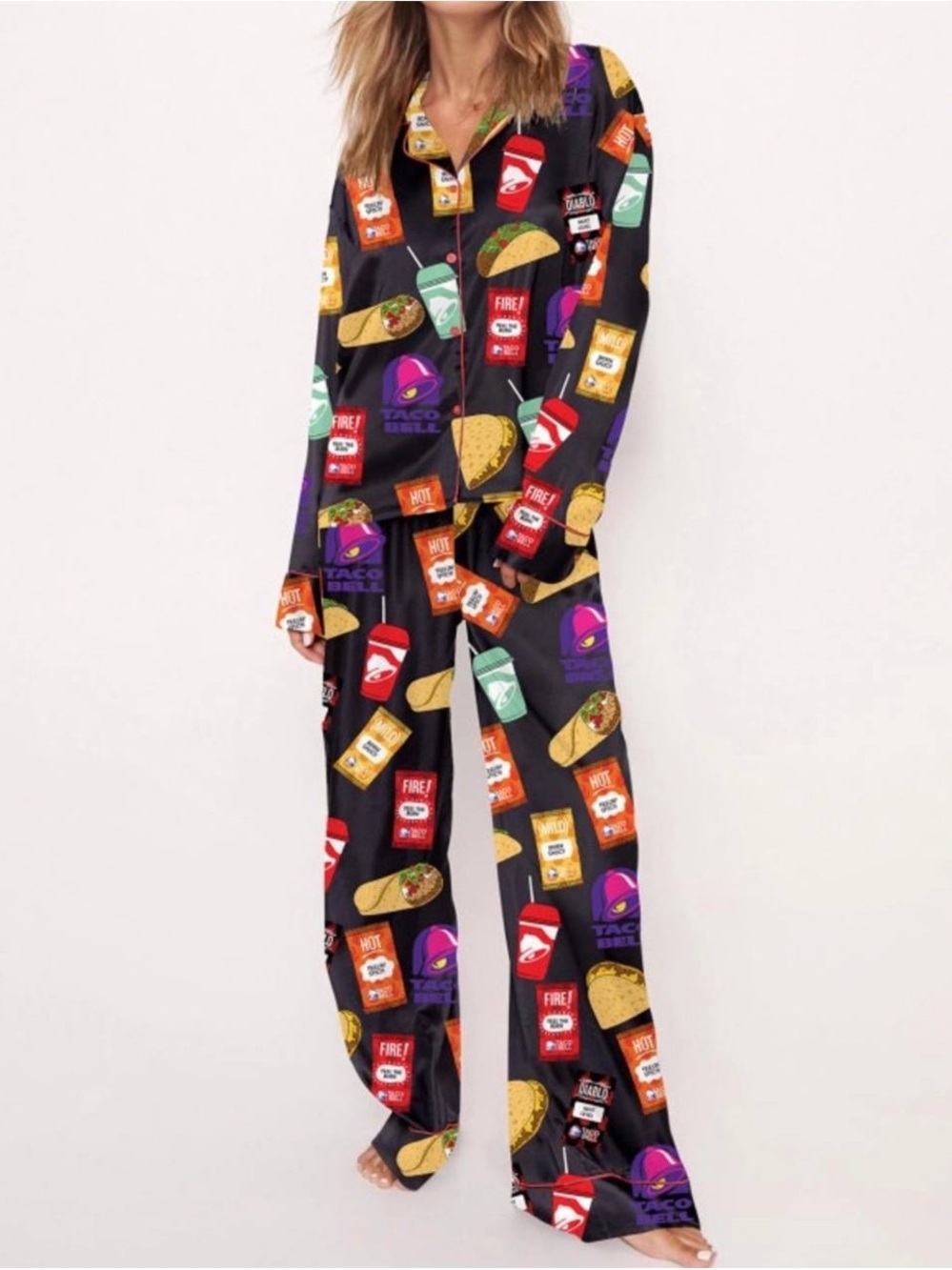 Sheshow Fast Food Print Pajama set For Women M